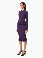 Load image into Gallery viewer, MIDI SKIRT WITH RUFFLED PEPLUM IN PURPLE - Nina Ricci