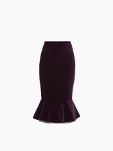 Load image into Gallery viewer, Midi Peplum Velvet Skirt - Nina Ricci