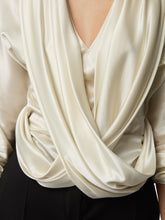Charger l'image dans la galerie, White Draped V-Neck Satin Blouse - Nina Ricci