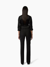 Charger l'image dans la galerie, Black Draped V-Neck Satin Blouse - Nina Ricci