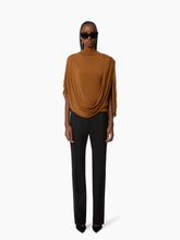 Charger l'image dans la galerie, Brown Highneck Fluid Draped Top - Nina Ricci