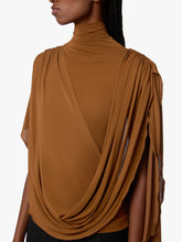Charger l'image dans la galerie, Brown Highneck Fluid Draped Top - Nina Ricci