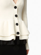 Load image into Gallery viewer, Wool Cardigan With Contrast Ruffles - Nina Ricci