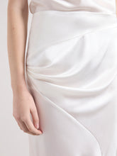 Load image into Gallery viewer, Cream Asymmetrical Satin Skirt