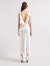 Load image into Gallery viewer, Cream Asymmetrical Satin Skirt