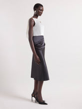 Load image into Gallery viewer, Black Asymmetrical Satin Skirt
