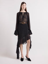 Charger l'image dans la galerie, Black Asymmetrical Silk Skirt