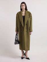 Cargar imagen en el visor de la galería, Khaki Wool Double Breasted Coat