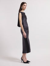 Cargar imagen en el visor de la galería, Black Asymmetrical Satin Dress