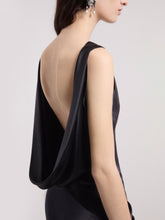 Cargar imagen en el visor de la galería, Black Asymmetrical Satin Dress