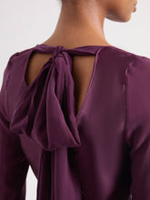 Load image into Gallery viewer, burgundy Long Sleeved Maxi Silk Dress