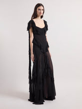 Load image into Gallery viewer, Black Maxi Silk Dress