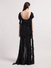 Load image into Gallery viewer, Black Maxi Silk Dress