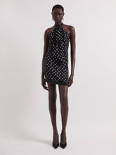 Charger l'image dans la galerie, Black Polka Dots Halterneck Mini Dress