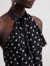 Charger l'image dans la galerie, Black Polka Dots Halterneck Mini Dress