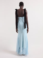 Cargar imagen en el visor de la galería, Ice Blue Polka Dots Silk Mermaid Dress