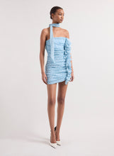 Load image into Gallery viewer, Ice Blue Polka Dots Bustier Mini Dress
