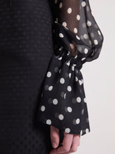 Charger l'image dans la galerie, Black Polka Dots Silk Blouse
