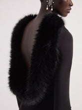 Cargar imagen en el visor de la galería, Black Faux Fur Open Back Dress