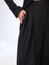 Load image into Gallery viewer, Wide-Leg Pinstriped Wool Pants