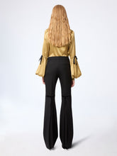 Load image into Gallery viewer, Flared Wool Gabardine Pants With Bow Detail