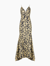 Load image into Gallery viewer, Long Marbled Gold Silk Dress