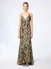 Load image into Gallery viewer, Long Marbled Gold Silk Dress