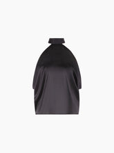 Charger l'image dans la galerie, Black Halterneck Silk Satin Top