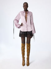 Charger l'image dans la galerie, Mauve Silk Satin Shirt With Bow Details
