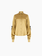 Load image into Gallery viewer, Gold Silk Satin Shirt With Bow Details