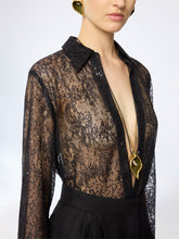 Charger l'image dans la galerie, See-Through Sequins Shirt With Bell Cuffs