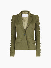 Charger l'image dans la galerie, Crinkled Cotton Blazer With Ruffled Sleeves