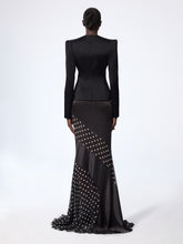 Charger l'image dans la galerie, Black Crepe Satin Jacket With Front Pleat