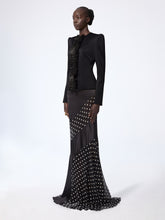 Load image into Gallery viewer, Black Crepe Satin Jacket With Front Pleat