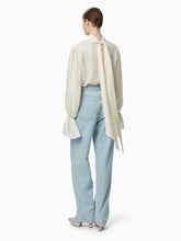 Load image into Gallery viewer, Leopard-jacquard cut-out blouse in creme - Nina Ricci
