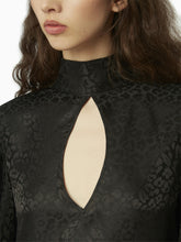 Load image into Gallery viewer, Leopard-jacquard cut-out blouse in black - Nina Ricci
