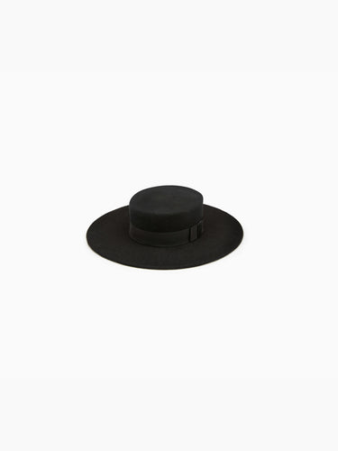 Felt wool canotier hat in black - Nina Ricci