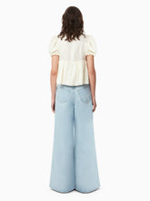 Load image into Gallery viewer, Babydoll top with ruched sleeves in creme - Nina Ricci
