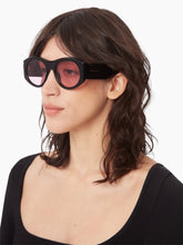 Load image into Gallery viewer, Full Moon round shiny black Sunglasses
