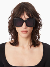 Load image into Gallery viewer, Full Moon Oversize shiny black sunglasses
