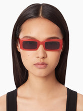 Load image into Gallery viewer, Waves rectangular shiny red Sunglasses
