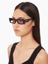 Load image into Gallery viewer, Waves rectangular shiny black Sunglasses
