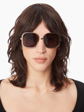 Load image into Gallery viewer, Upside-down square shiny rose gold Sunglasses
