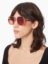 Load image into Gallery viewer, Upside-down square shiny light gold Sunglasses
