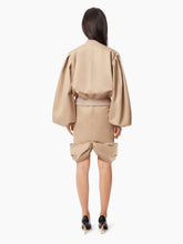 Load image into Gallery viewer, COTTON BOW PEPLUM MIDI SKIRT IN BEIGE - Nina Ricci
