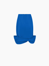 Charger l&#39;image dans la galerie, TAFFETA BOW PEPLUM MIDI SKIRT IN BLUE - Nina Ricci
