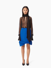 Charger l&#39;image dans la galerie, TAFFETA BOW PEPLUM MIDI SKIRT IN BLUE - Nina Ricci
