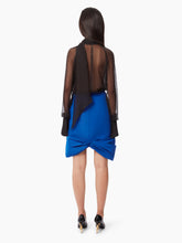 Charger l&#39;image dans la galerie, TAFFETA BOW PEPLUM MIDI SKIRT IN BLUE - Nina Ricci
