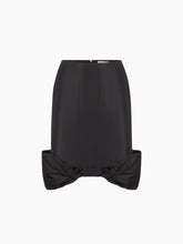 Load image into Gallery viewer, TAFFETA BOW PEPLUM MIDI SKIRT
