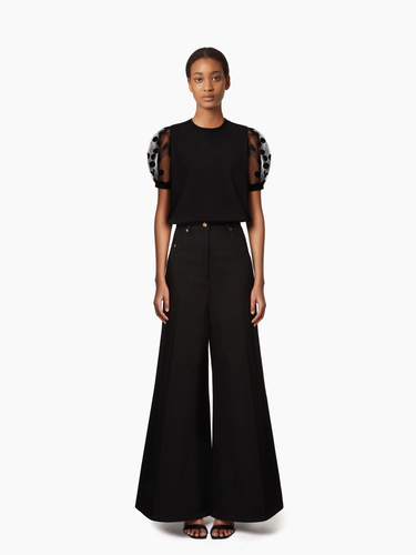 FLARED DENIM PANTS IN BLACK - Nina Ricci